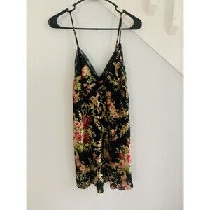 Vintaje Oscar De La Renta Nightgown Lace Trim Floral Roses Pink Label Large